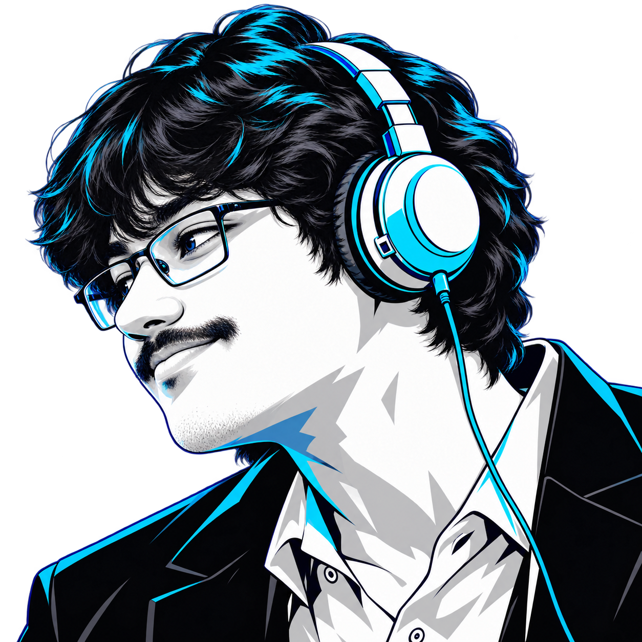 Illustrated Siddharth with headphones